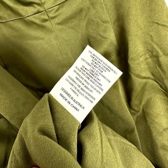 ELLIATT Camo Asymmetric Satin Cocktail Dress in Khaki Size X-Small - Picture 9 of 16